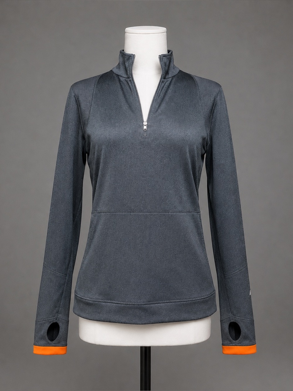 Orangetheory Womens Gray 1/4 Zip Pullover Top Thumbholes M